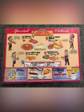 Vintage 1995 Waffle House
Menu Laminated Retro
Restaurant Advertising